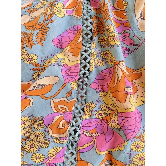 Rusttydustty Modern Bohemia Crush Floral Mini Dress Long Sleeve Viscose 3XL - Picture 12 of 16